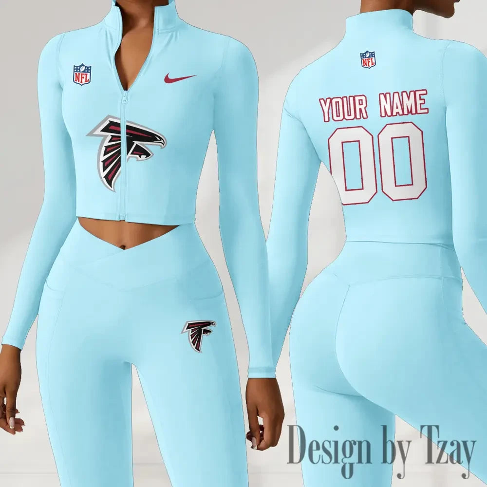 Atlanta Falcons Women Activewear Set 2 Piece Crop Jacket and High Waist Leggings SPTZSTW200