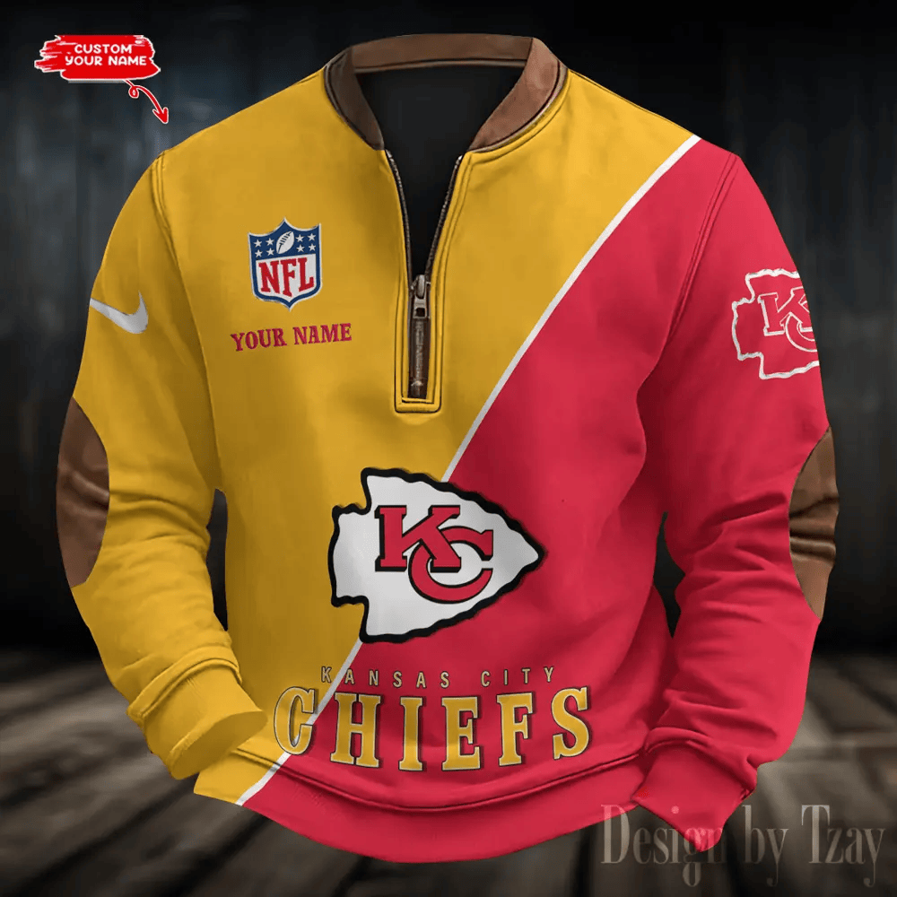 S9MPZNS144-Kansas City Chiefs Premium Personalized Game-Day Quarter-Zip