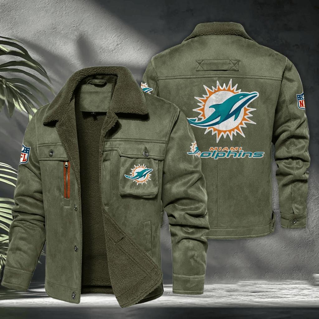 Miami Dolphins PURHLA020 Fur Collar Winter Casual Jacket