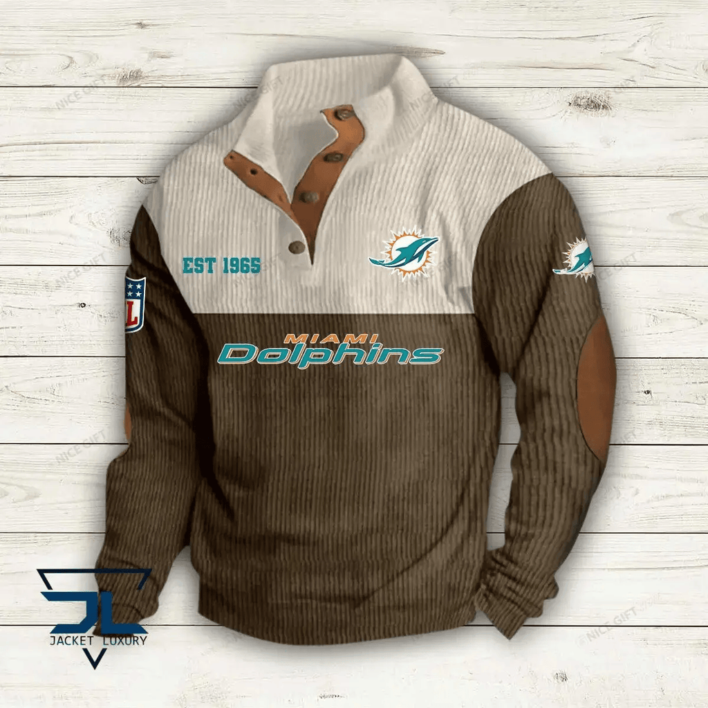 NFL Miami Dolphins Color Block Stand Collar Sweatshirt CBSCS-H7S2D4