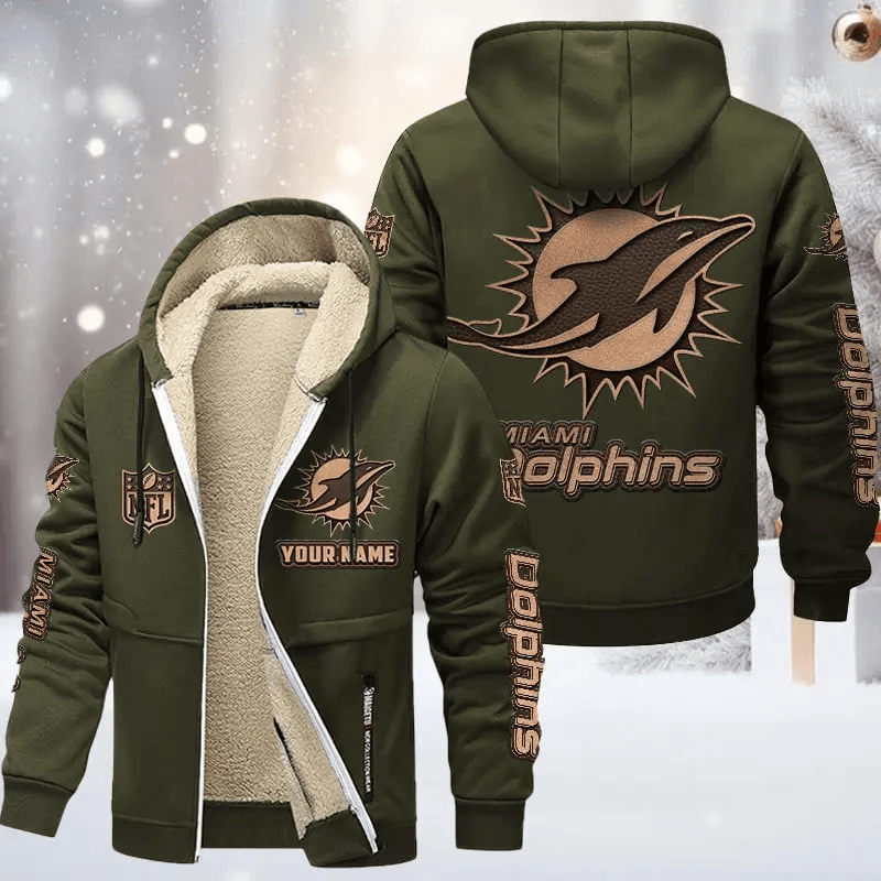 Miami Dolphins DMTZ0857 Premium Sherpa-Lined Winter Hoodie – Personalized Edition