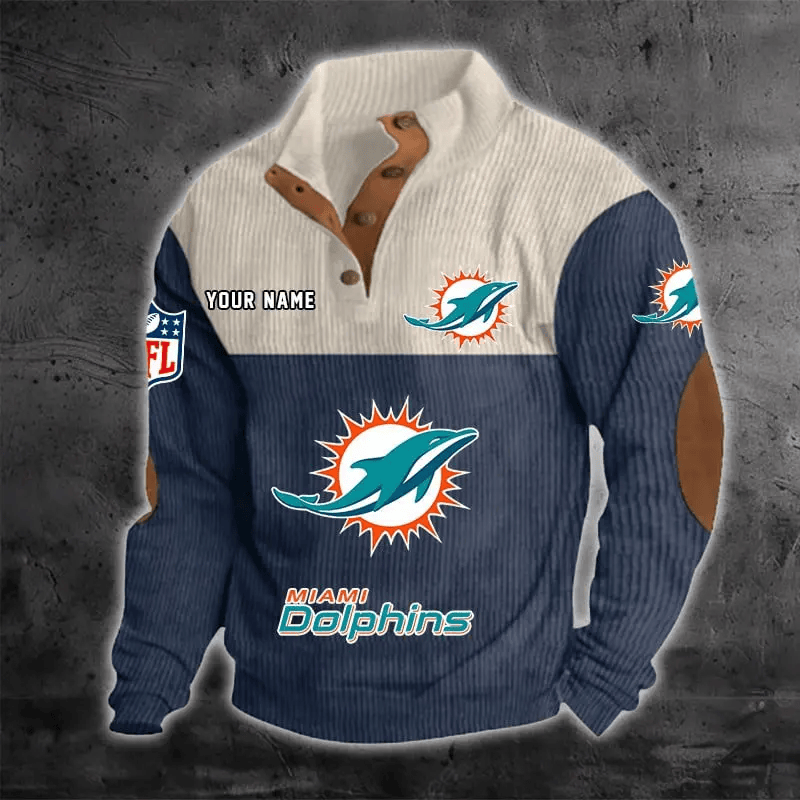 Miami Dolphins S9DBSCH1220 Color Block Stand Collar Sweatshirt