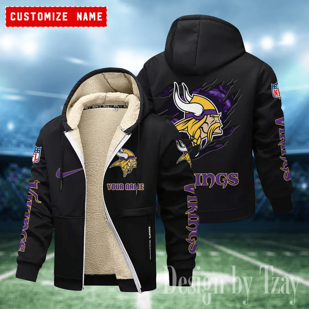 Minnesota Vikings Hoodies Zip Velvet Coat AANZTZH086