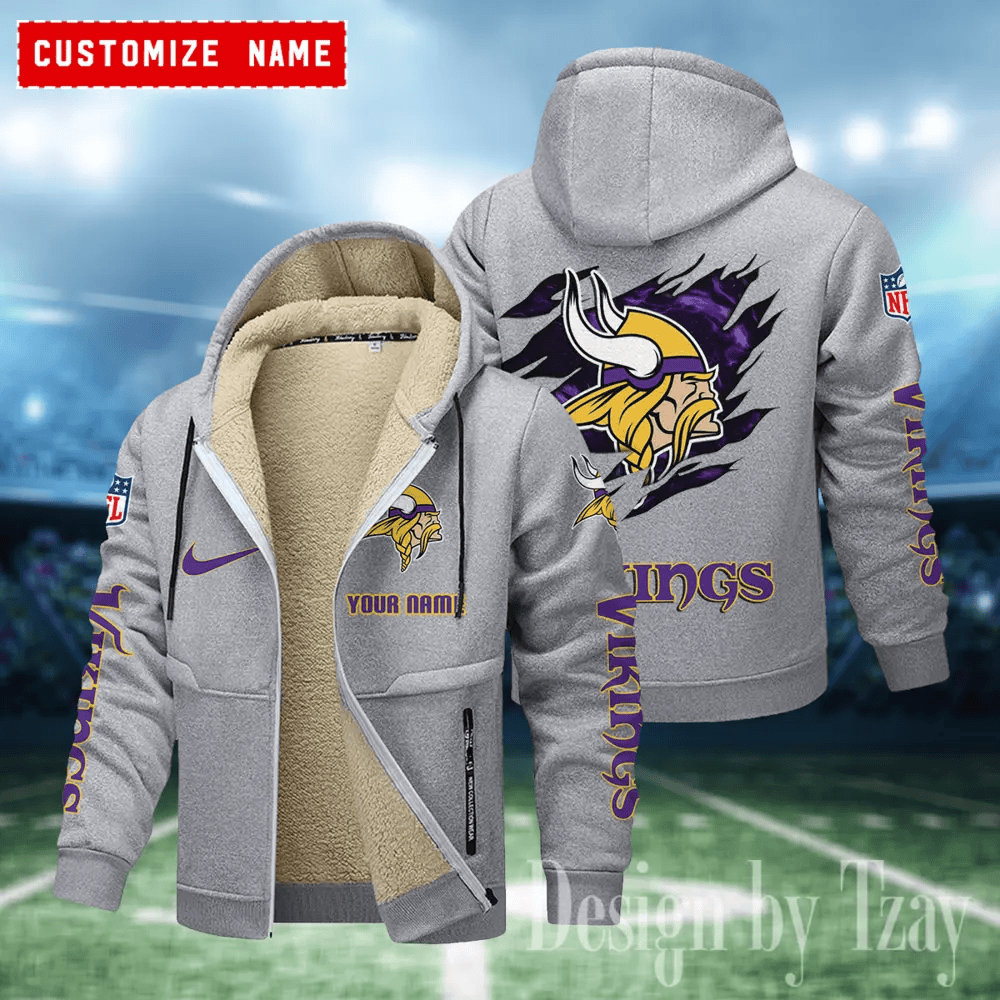 Minnesota Vikings Hoodies Zip Velvet Coat AANZTZH086