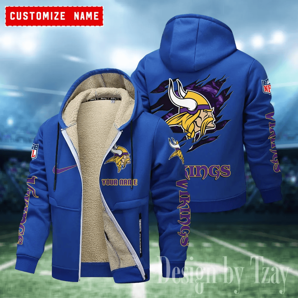 Minnesota Vikings Hoodies Zip Velvet Coat AANZTZH086