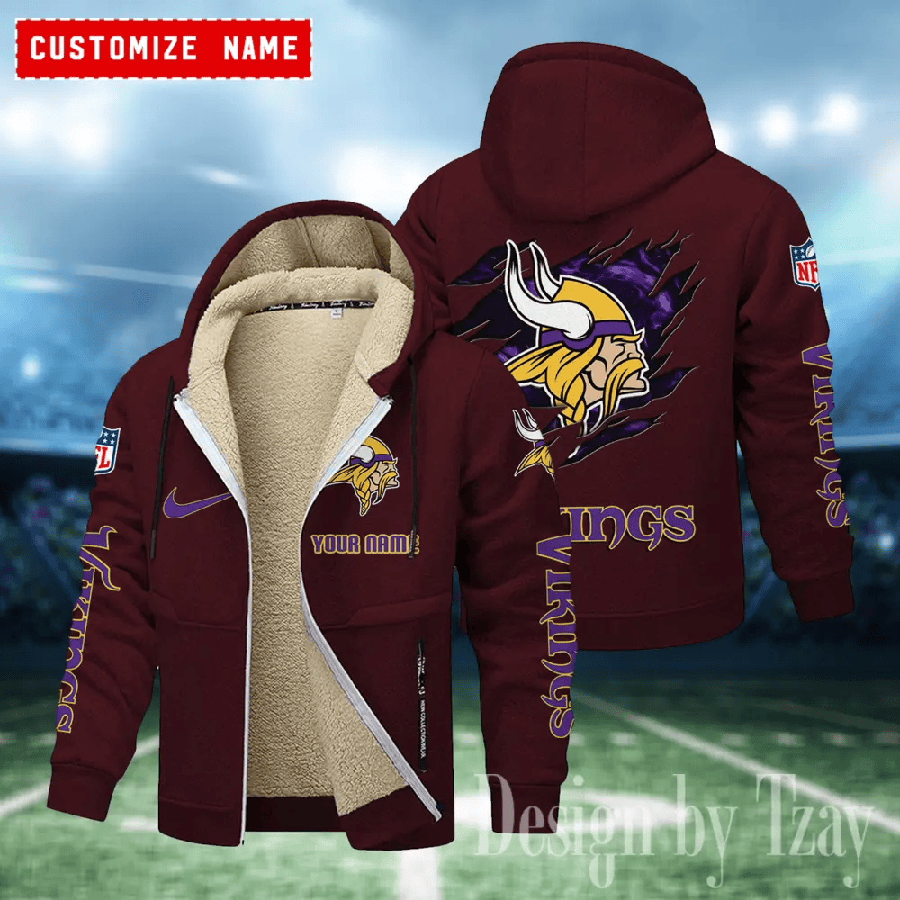 Minnesota Vikings Hoodies Zip Velvet Coat AANZTZH086