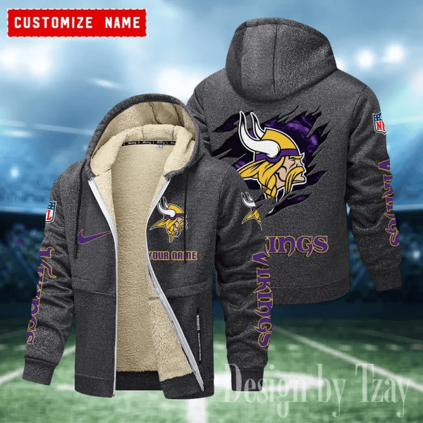 Minnesota Vikings Hoodies Zip Velvet Coat AANZTZH086