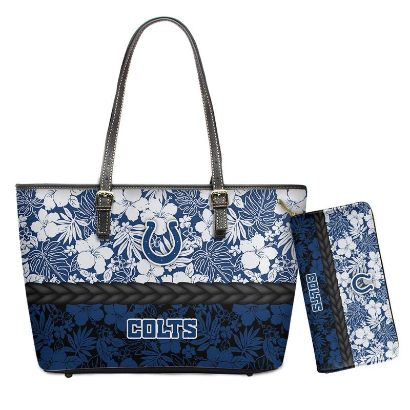 Indianapolis Colts Hawaii Flower Pattern Limited Edition Tote Bag and Wallet NLA020003