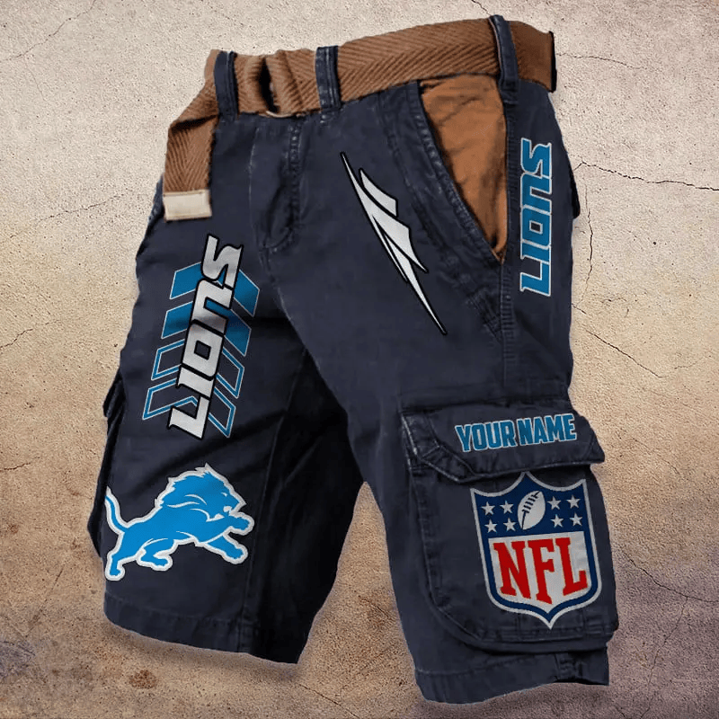 Detroit Lions Pocket Print Cargo Shorts (Belt Not Included) S9MCS281