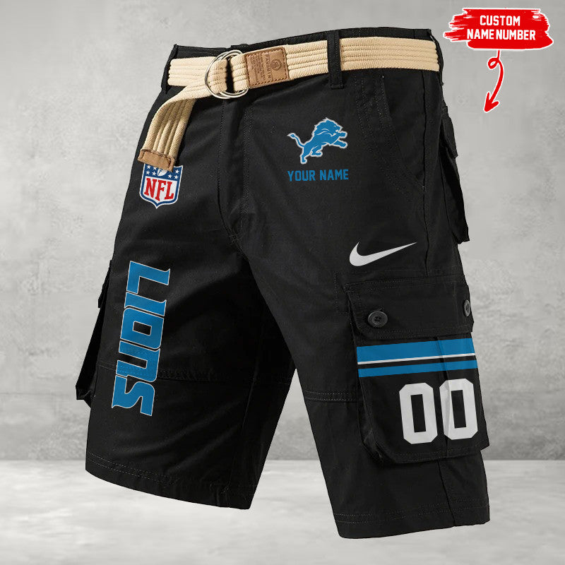 Detroit Lions Men's Cargo Shorts Button Trend Unique Design Team S9CSBT018