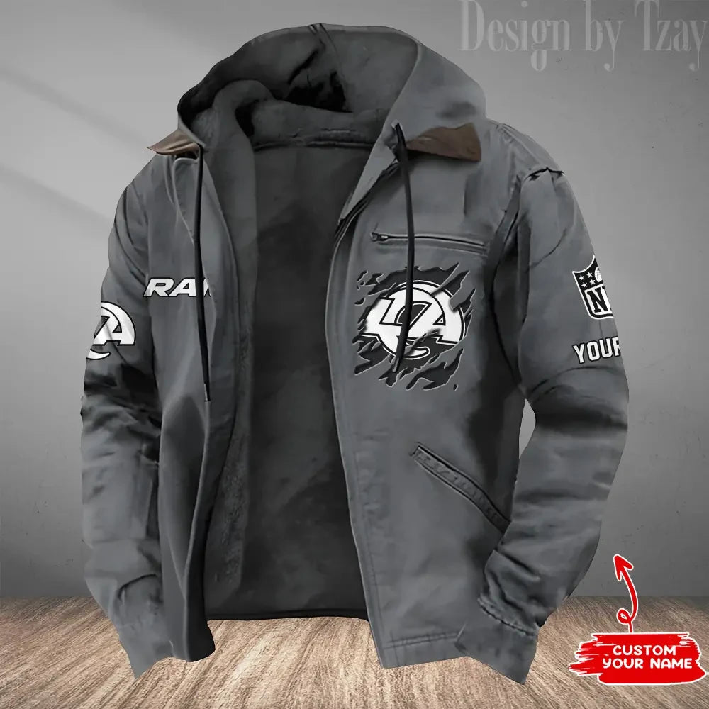 Los Angeles Rams Men's Casual Padded Jacket Hooded Trending 2026 SPTPJH052