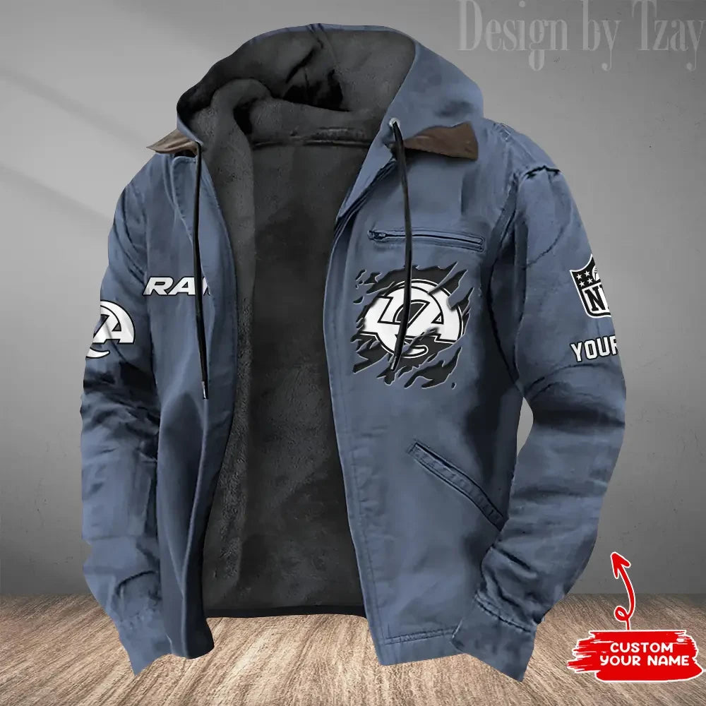 Los Angeles Rams Men's Casual Padded Jacket Hooded Trending 2026 SPTPJH052