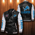 Signature Series Leather Jacket — Plush Sherpa Lining Detroit Lions HVKE1018