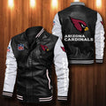 Signature Series Leather Jacket — Plush Sherpa Lining Arizona Cardinals HVKE1008