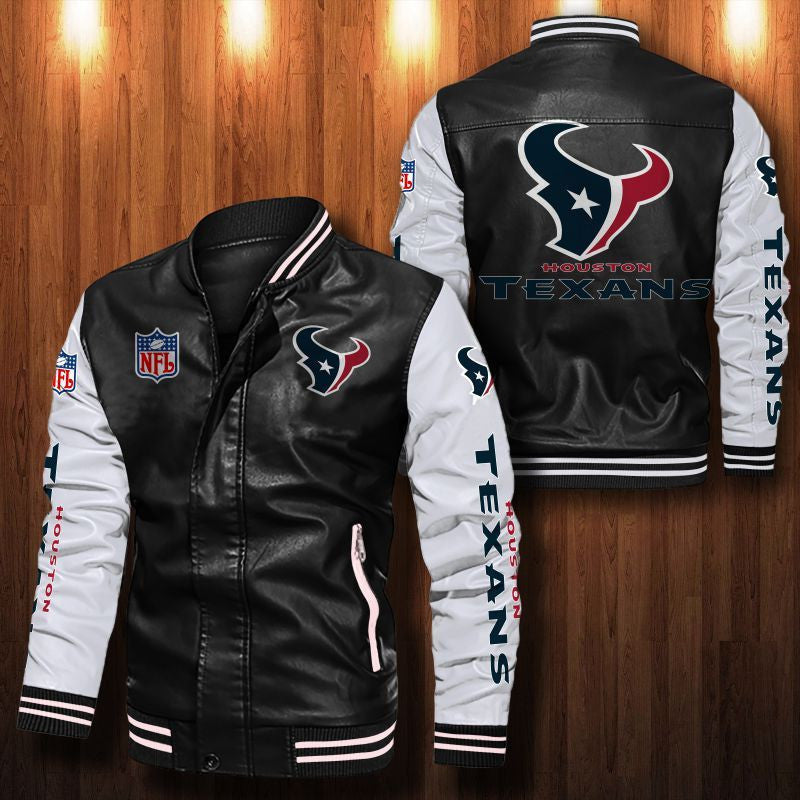 Signature Series Leather Jacket — Plush Sherpa Lining Houston Texans HVKE1020