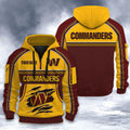 Washington Commanders DMHT2544 3D Half-zip Hoodie