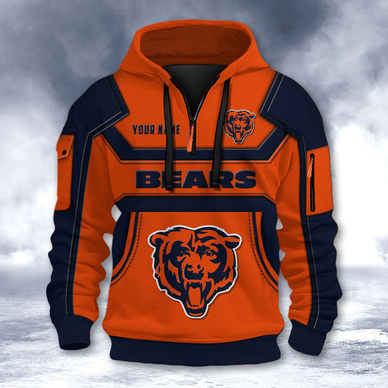 Chicago Bears DMHT2625 3D Half-zip Hoodie