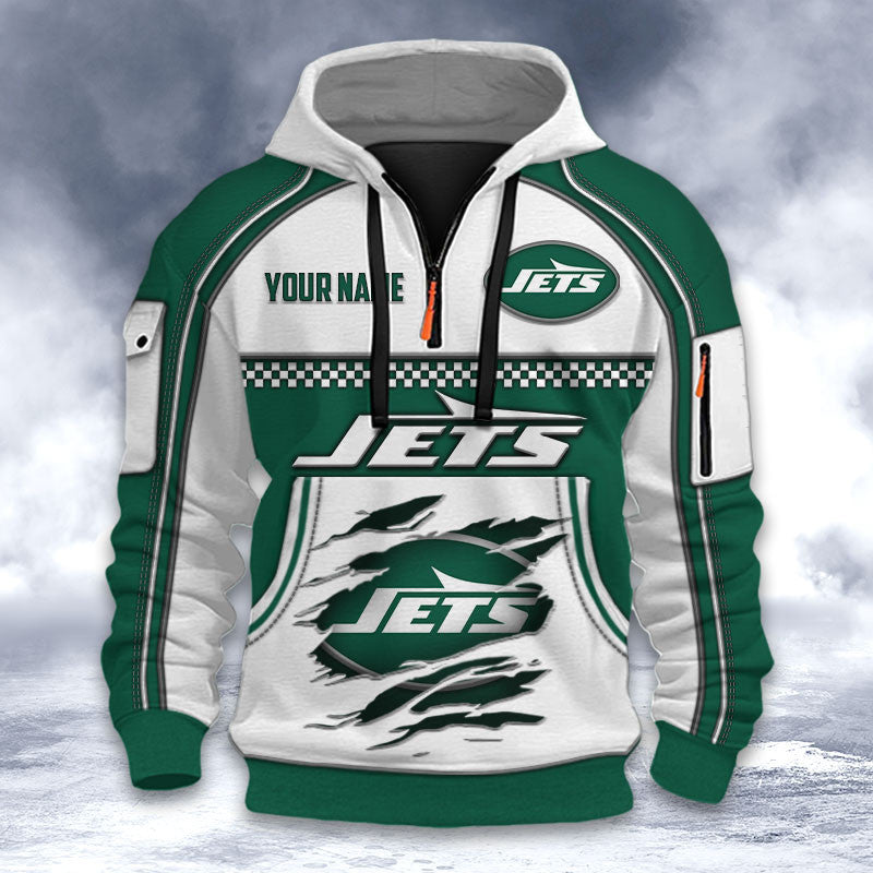 New York Jets DMHT2611 3D Half-zip Hoodie