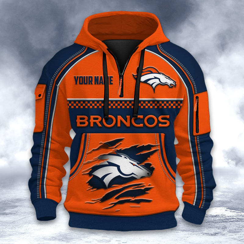 Denver Broncos DMHT2596 3D Half-zip Hoodie