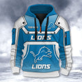 Detroit Lions DMHT2556 3D Half-zip Hoodie