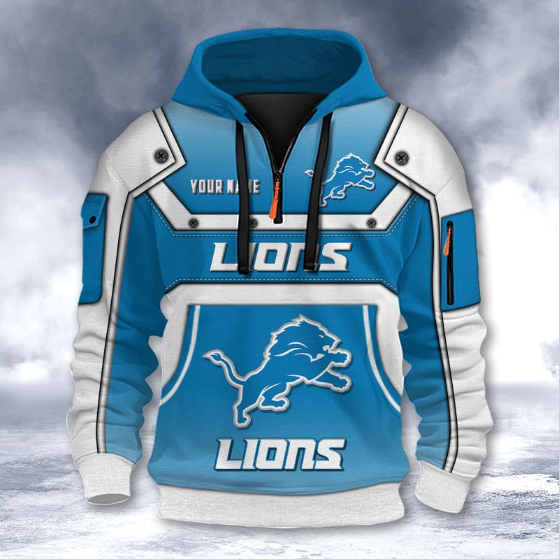 Detroit Lions DMHT2556 3D Half-zip Hoodie