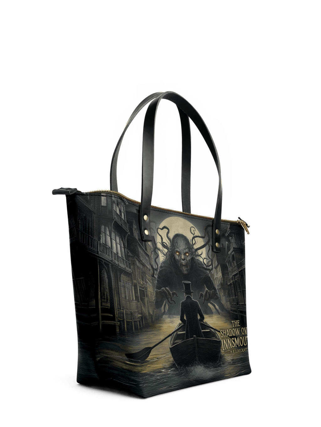 "The Shadow Over Innsmouth" Leather Tote Bag