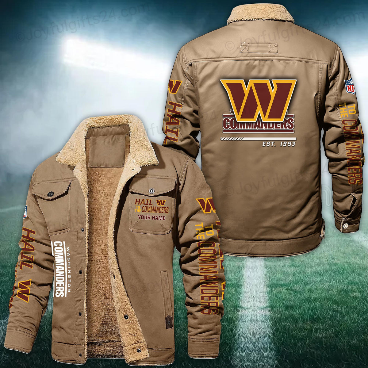 Washington Commanders FLEECE BOMBER JACKET Custom name 10043895N