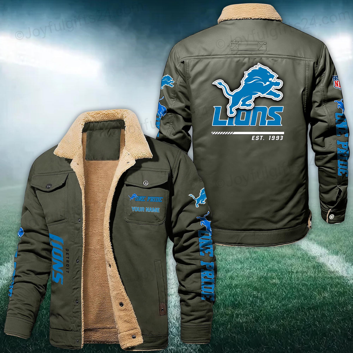 Detroit Lions FLEECE BOMBER JACKET Custom name 10043895N