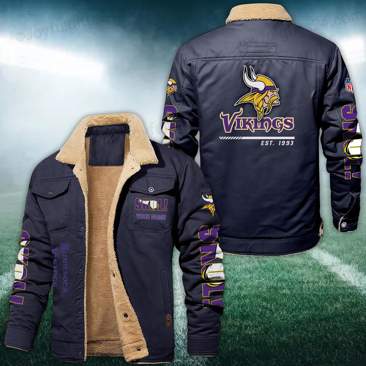 Minnesota Vikings FLEECE BOMBER JACKET Custom name 10043895N