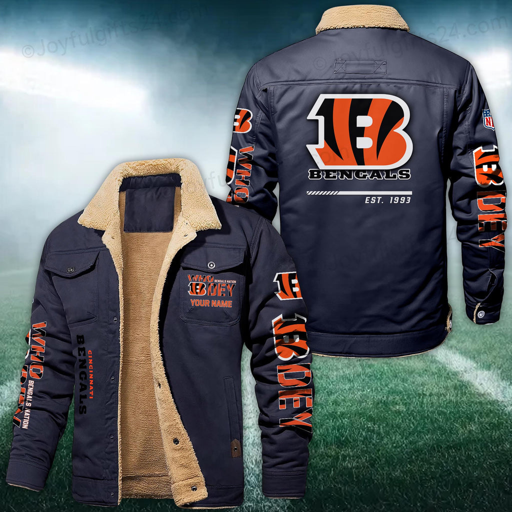 Cincinnati Bengals FLEECE BOMBER JACKET Custom name 10043895N