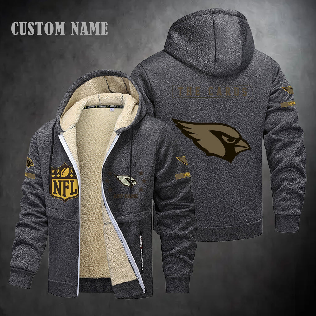 Arizona Cardinals NFL-Lamb Fleece Thick Coat- Custom name 10154094N