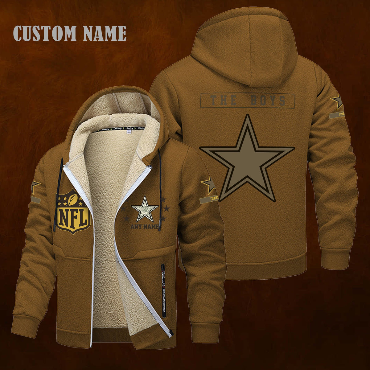 Dallas Cowboys NFL-Lamb Fleece Thick Coat- Custom name 10154094N