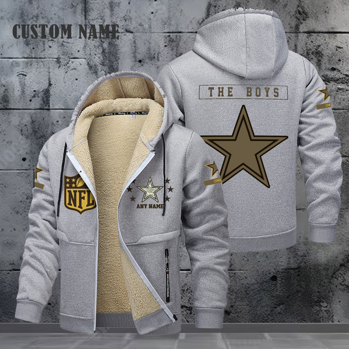 Dallas Cowboys NFL-Lamb Fleece Thick Coat- Custom name 10154094N