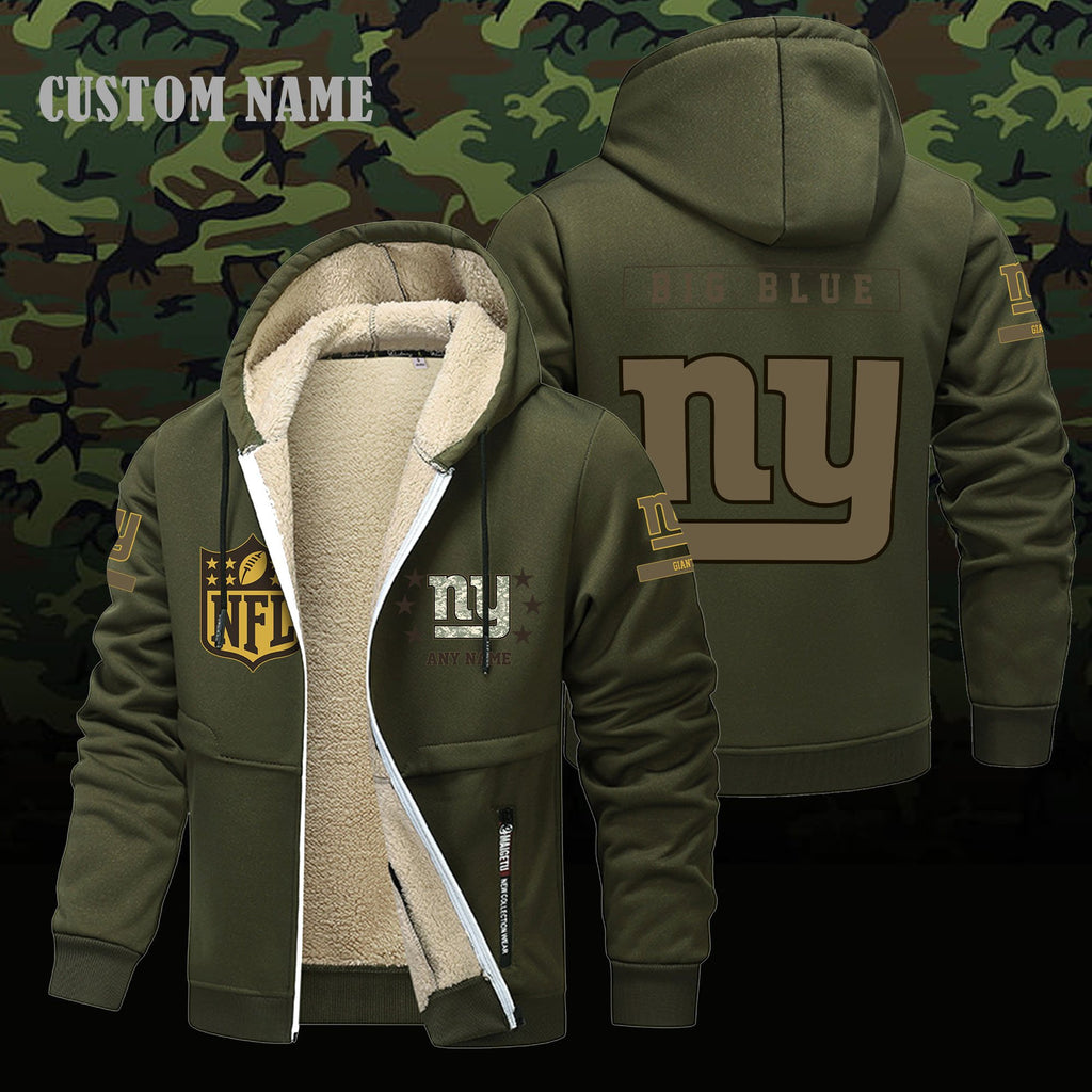 New York Giants NFL-Lamb Fleece Thick Coat- Custom name 10154094N