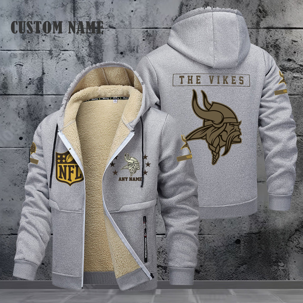 Minnesota Vikings NFL-Lamb Fleece Thick Coat- Custom name 10154094N