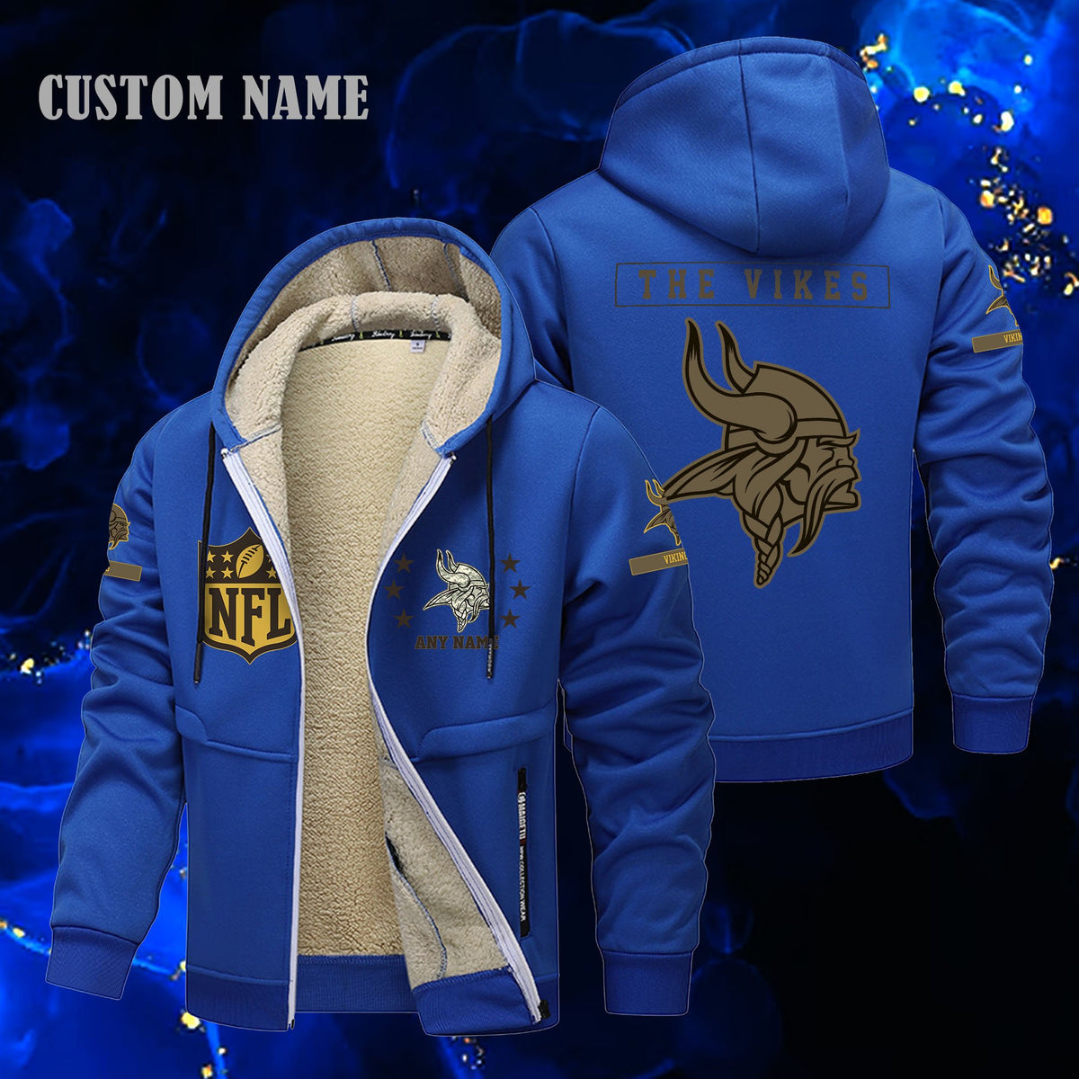 Minnesota Vikings NFL-Lamb Fleece Thick Coat- Custom name 10154094N