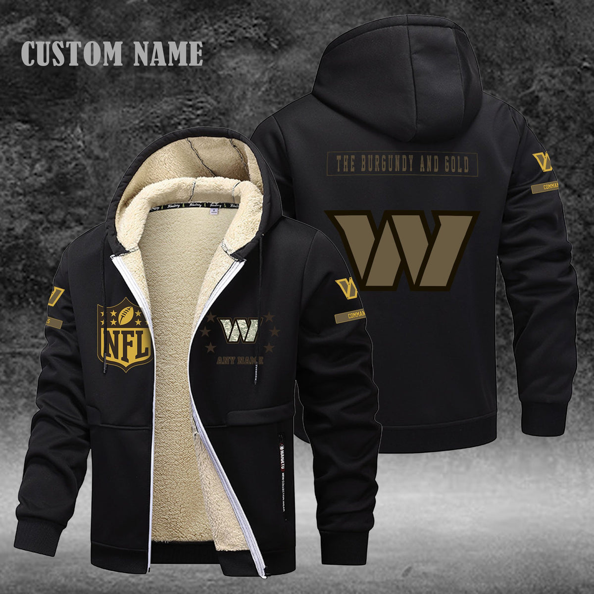 Washington Commanders NFL-Lamb Fleece Thick Coat- Custom name 10154094N