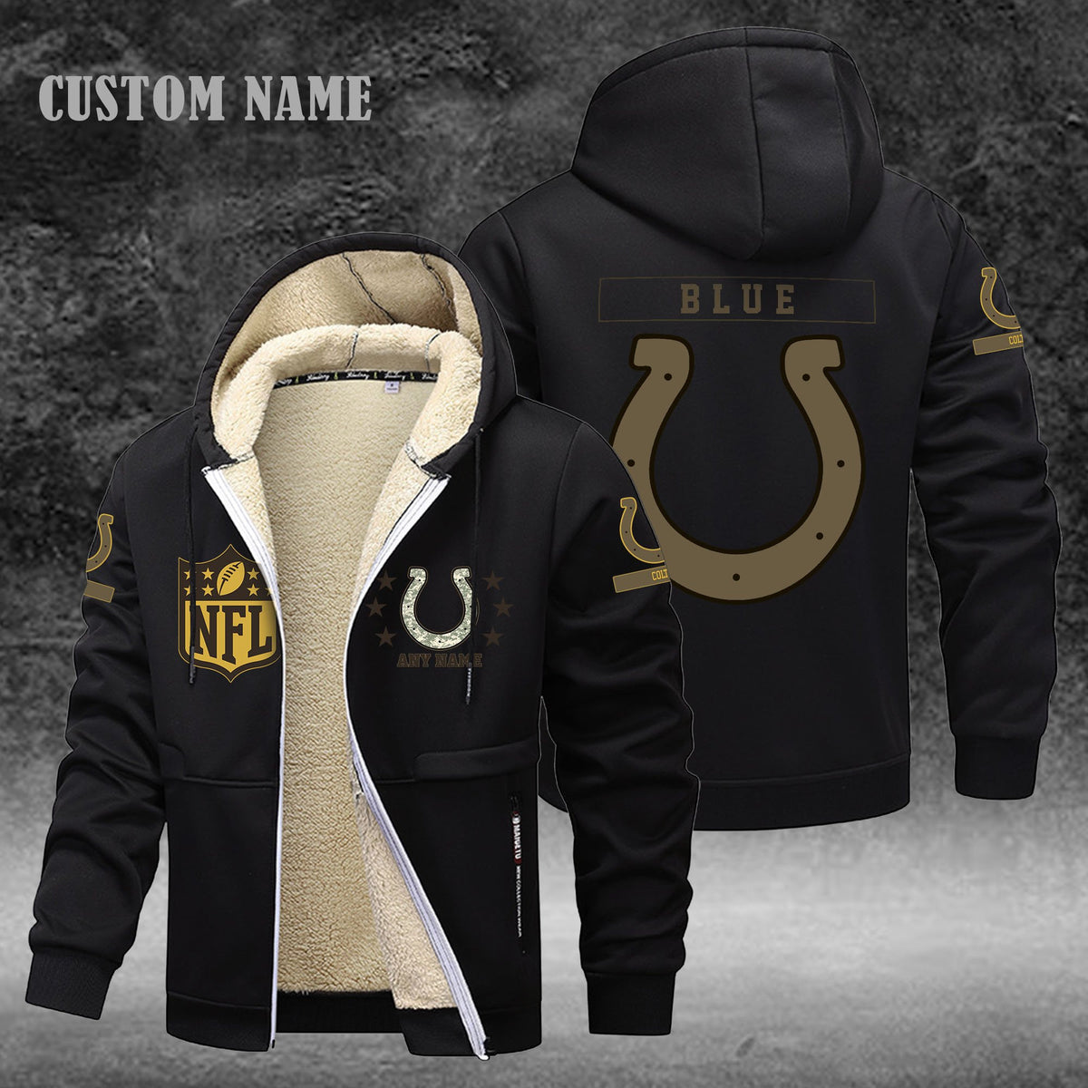 Indianapolis Colts NFL-Lamb Fleece Thick Coat- Custom name 10154094N