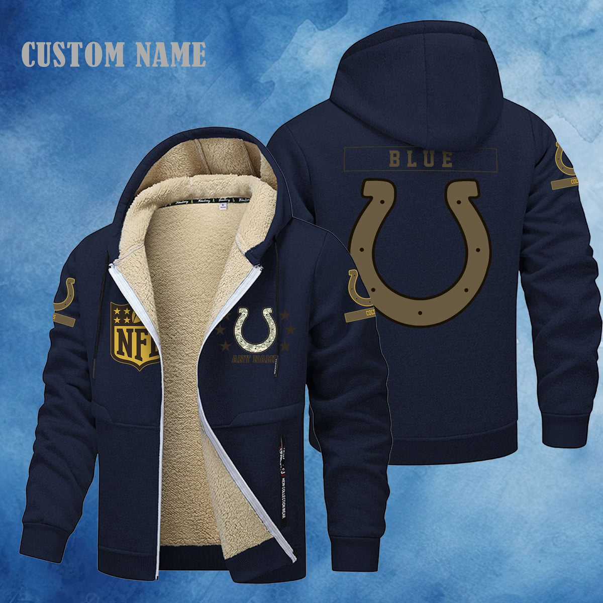 Indianapolis Colts NFL-Lamb Fleece Thick Coat- Custom name 10154094N