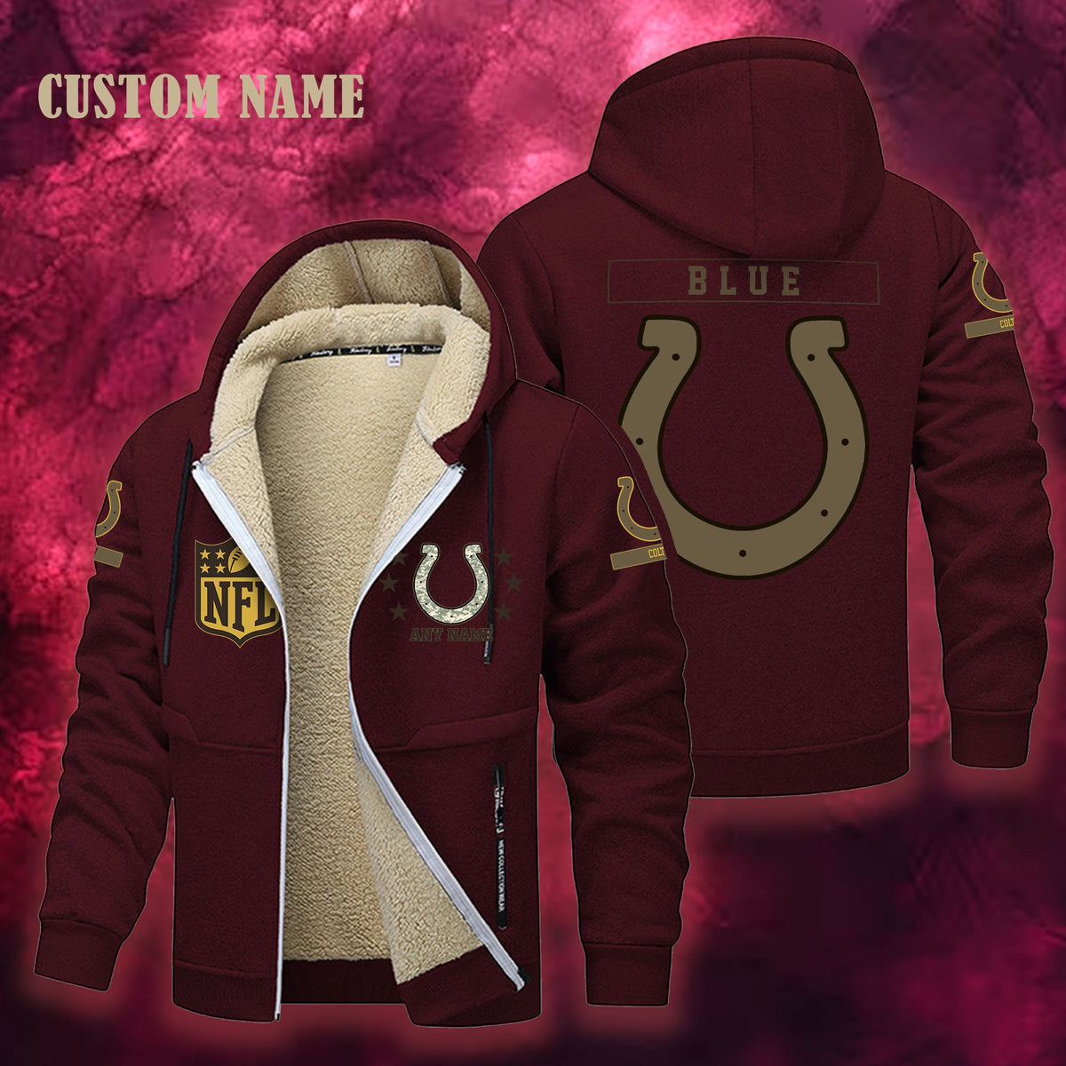 Indianapolis Colts NFL-Lamb Fleece Thick Coat- Custom name 10154094N
