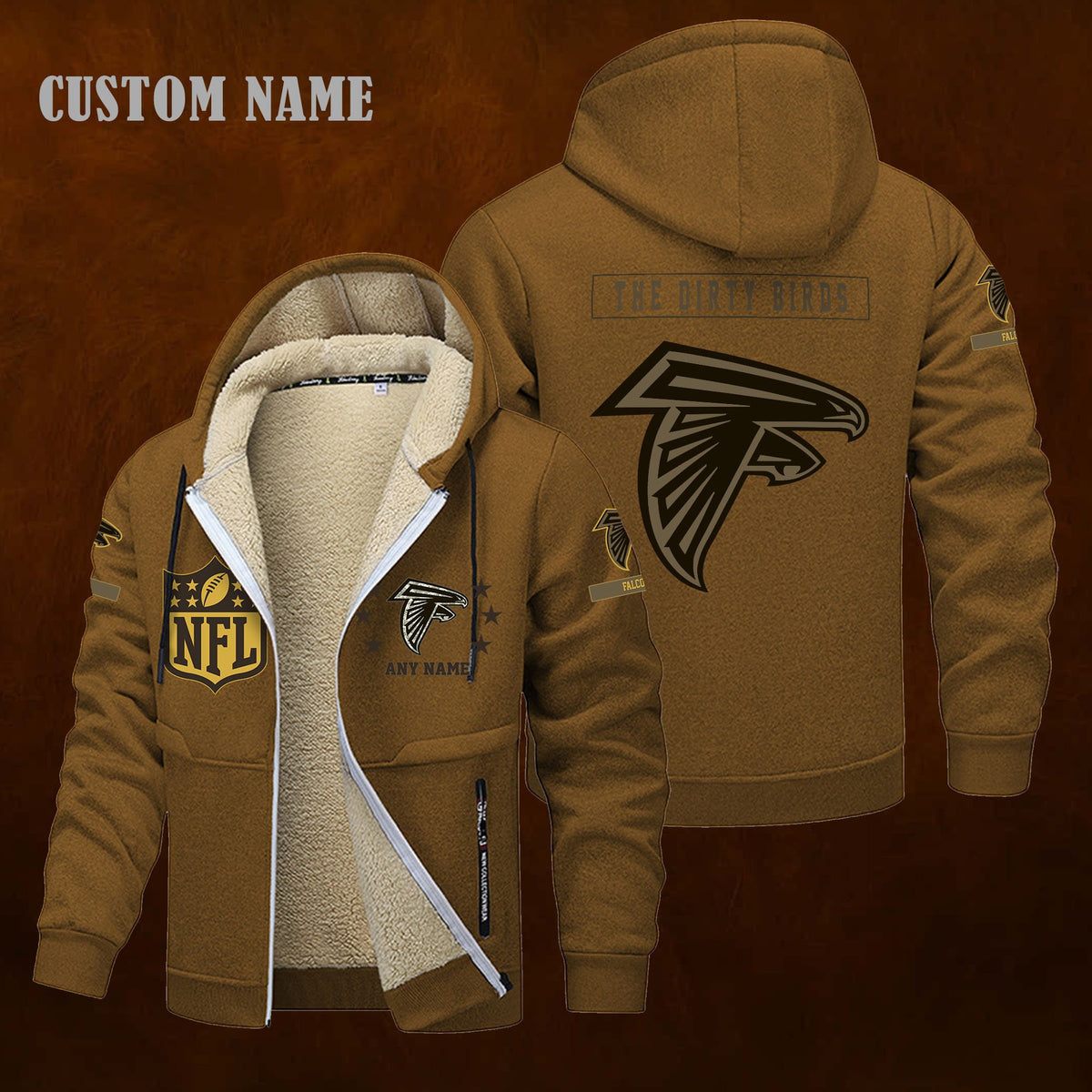 Atlanta Falcons NFL-Lamb Fleece Thick Coat- Custom name 10154094N