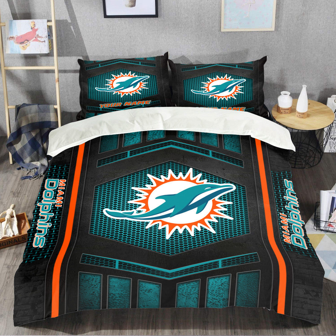 Miami Dolphins Personalized Bedding Set Best Gift For Fan BGBED122