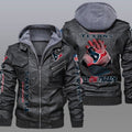 Houston Texans Premium & Ultra-Thick Leather Jacket with Fleece Hood 13
