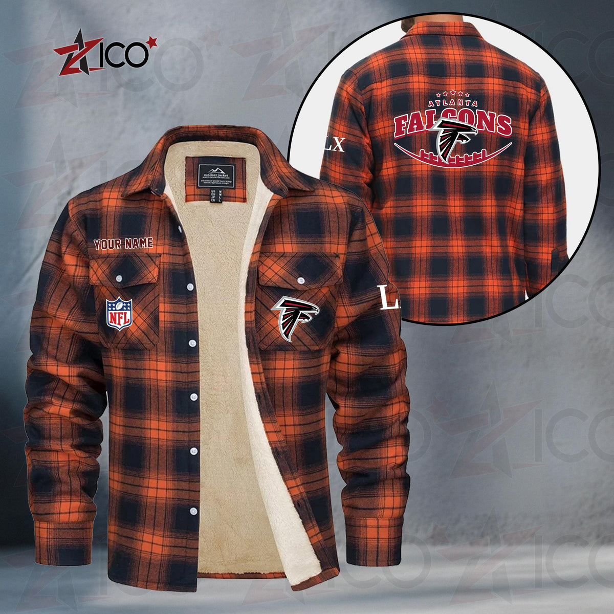 Atlanta Falcons Fleece Flannel Plaid Jacket MN02