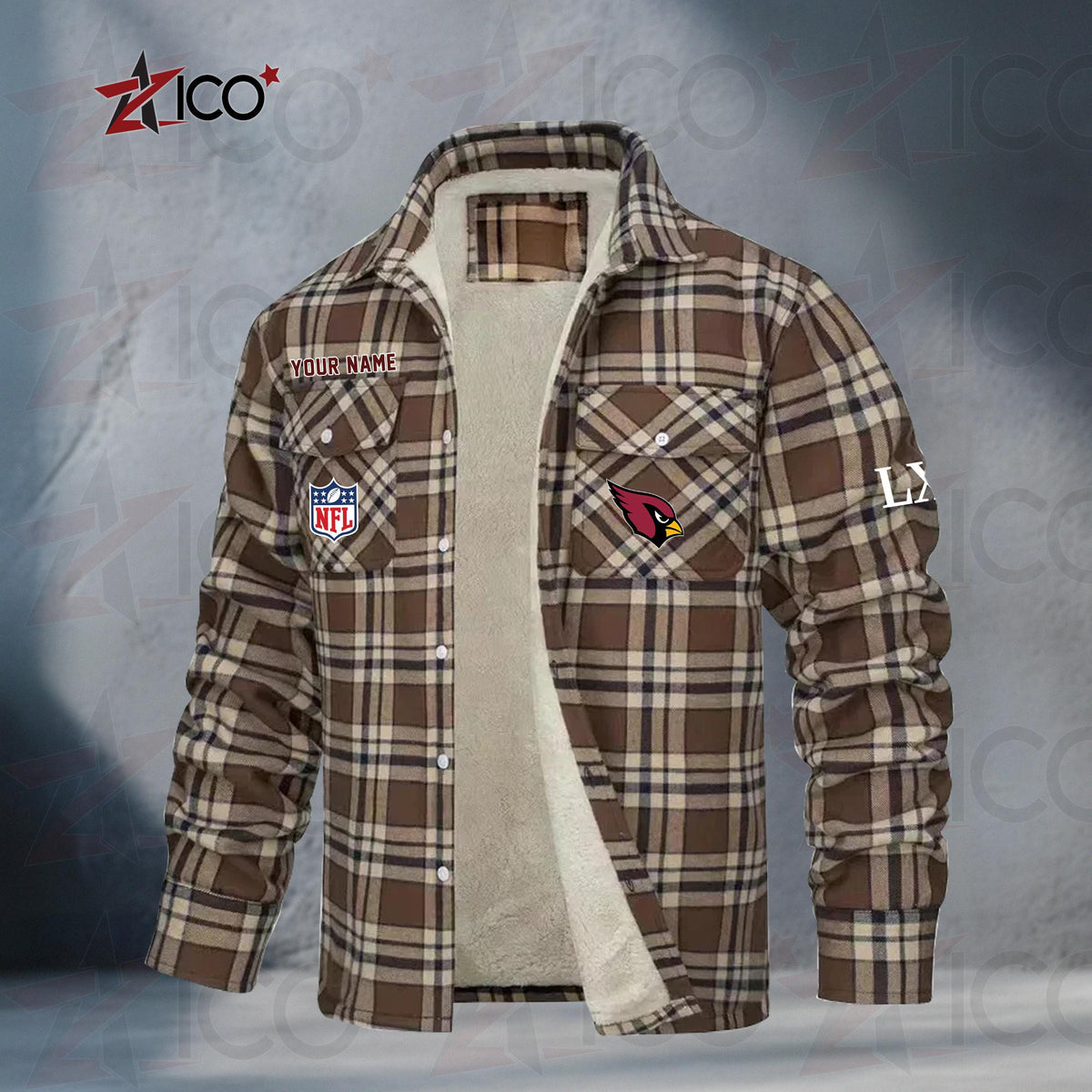 Arizona Cardinals Fleece Flannel Plaid Jacket MN01