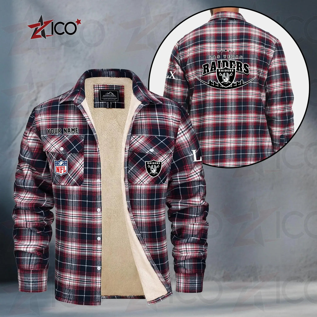 Las Vegas Raiders Fleece Flannel Plaid Jacket MN17
