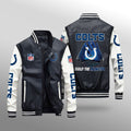 Indianapolis Colts Premium Fleece-Lined Leather Bomber Jacket BG61