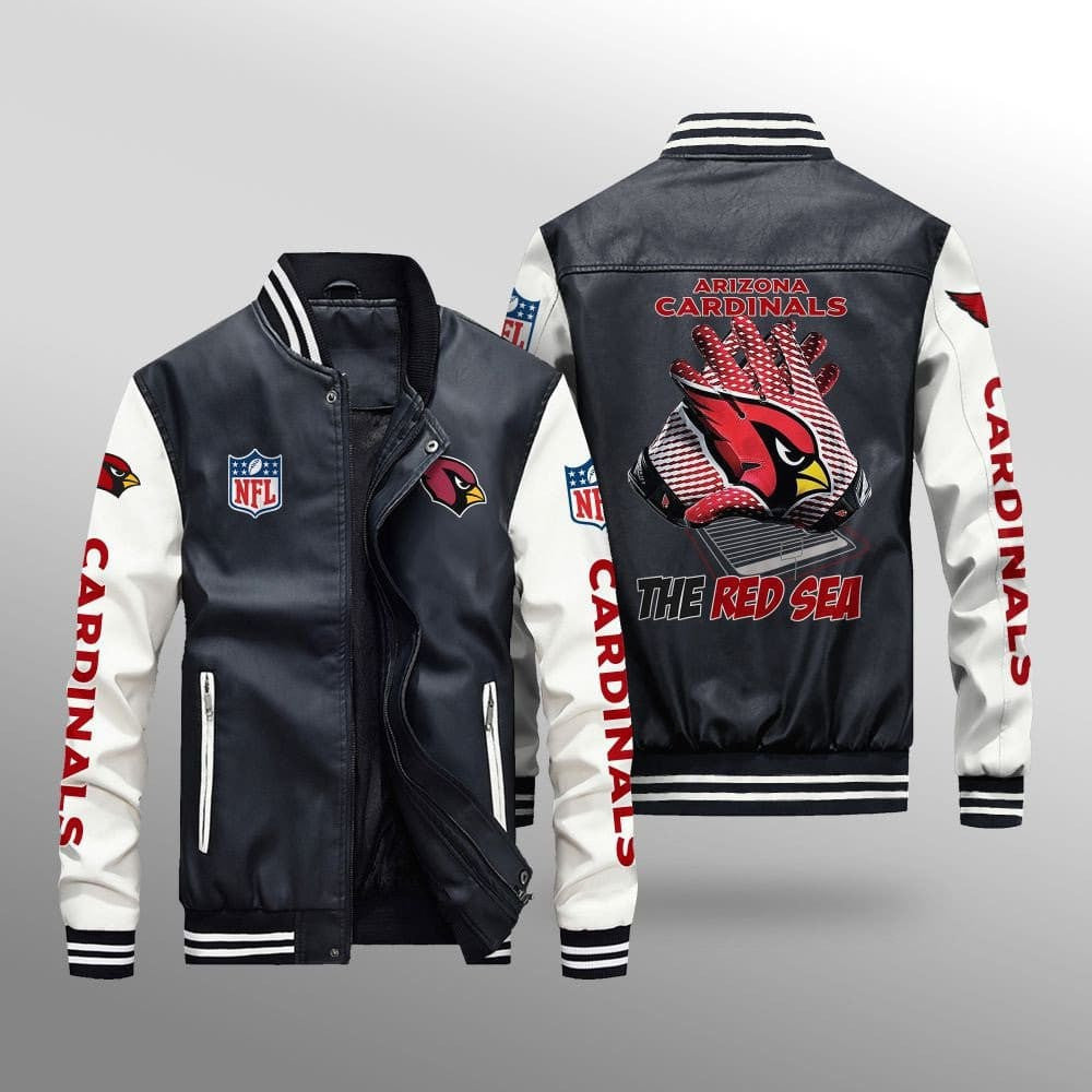 Arizona Cardinals Premium Fleece-Lined Leather Bomber Jacket BG52