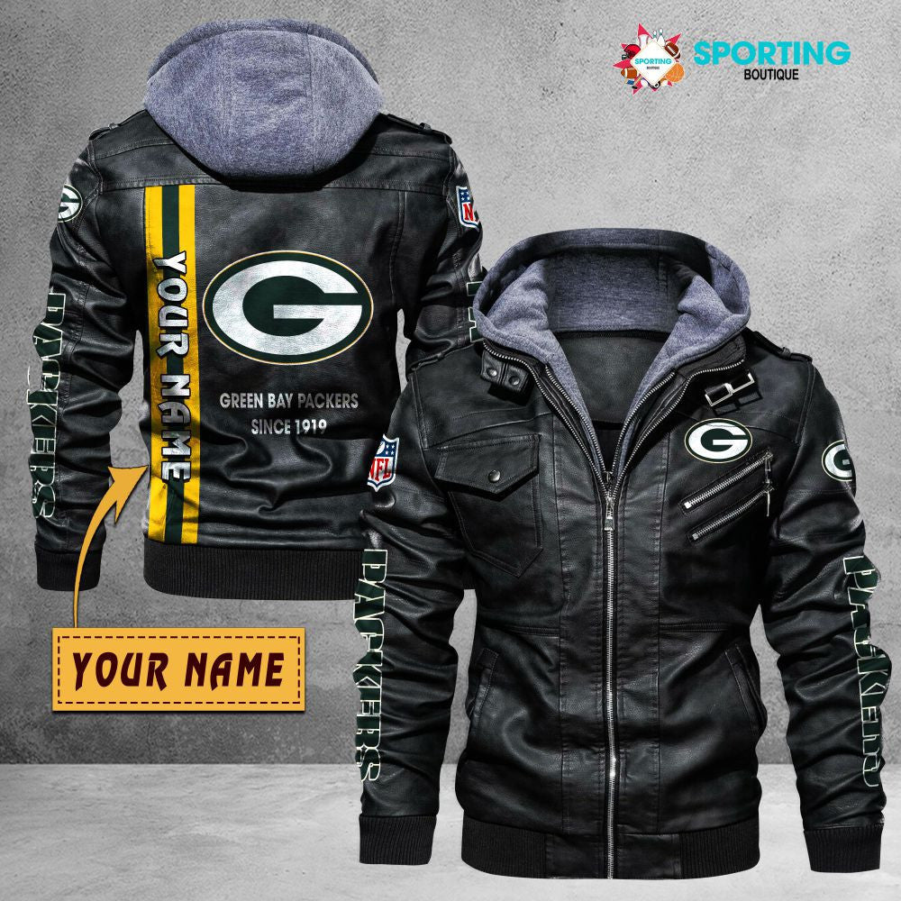 Green Bay Packers VITC9021 – Premium & Ultra-Thick Leather Jacket with Fleece Hood