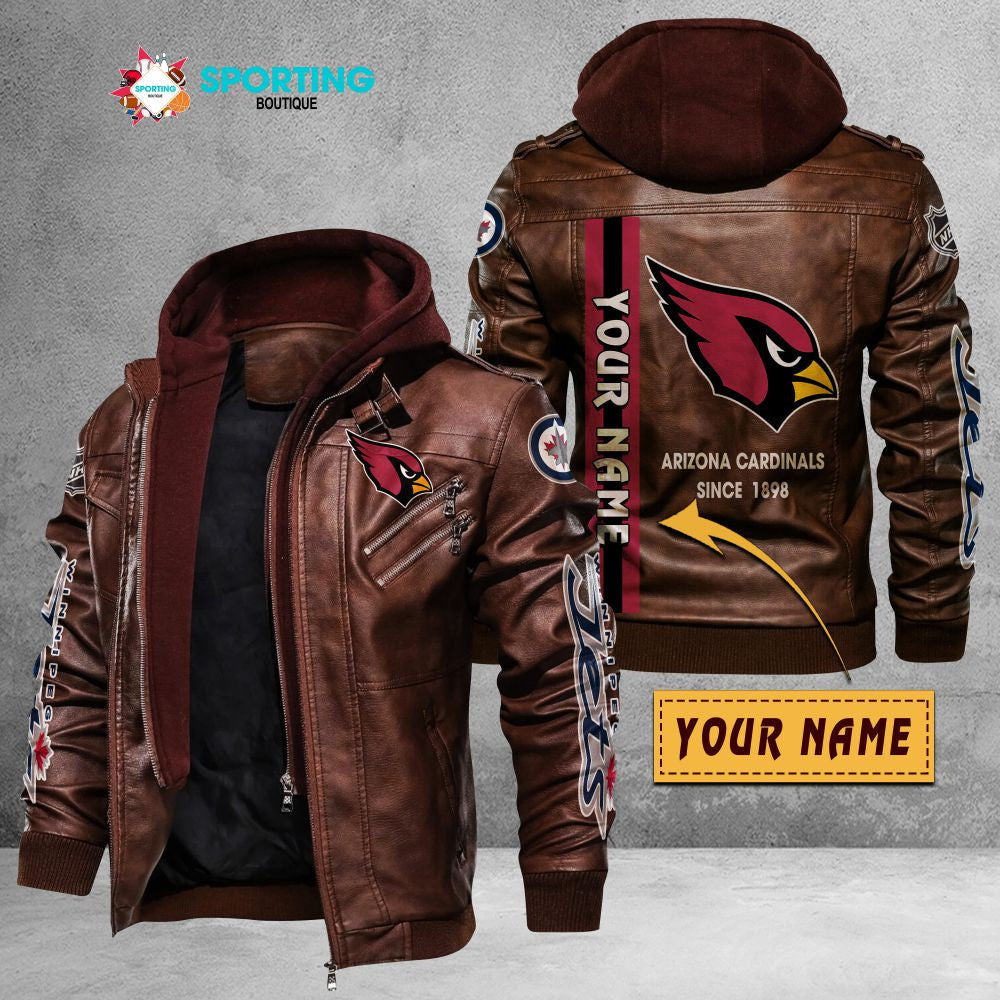 Arizona Cardinals VITC9010 – Premium & Ultra-Thick Leather Jacket with Fleece Hood